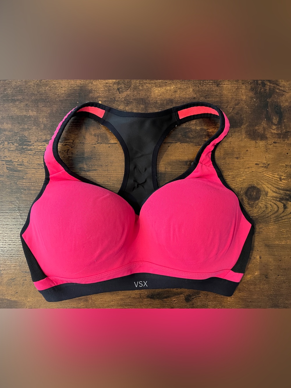 VSX Pink and Black Racerback Sports Bra 36C